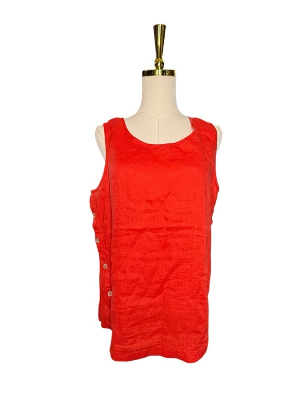 RACHEL Rachel Roy Linen Sleeveless Blouse with Mother of Pearl Buttons Size L